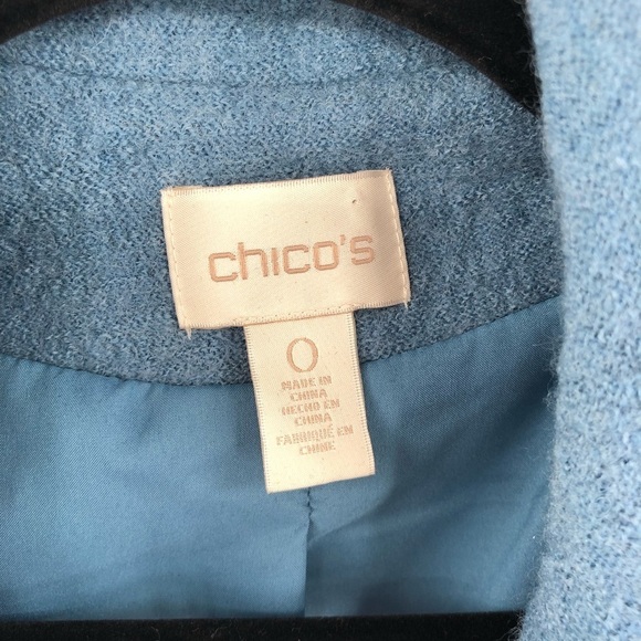 CHICO'S Boiled Wool Moto Jacket Zip Up Blue Grey S 4 6 Women Coat Zip Accents - Picture 4 of 11